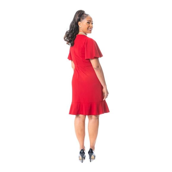 NWT KASPER DRESS Womens Red Unlined Flutter Sleeve Knee Length Sheath Dress XXL - Picture 2 of 5
